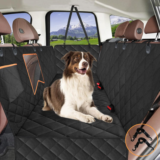 Dog Car Seat Cover for Back Seat, 100% Waterproof Dog Car Hammock with Mesh Window, Anti-Scratch Nonslip Durable Soft Pet Dog Seat Cover for Cars Trucks and SUV