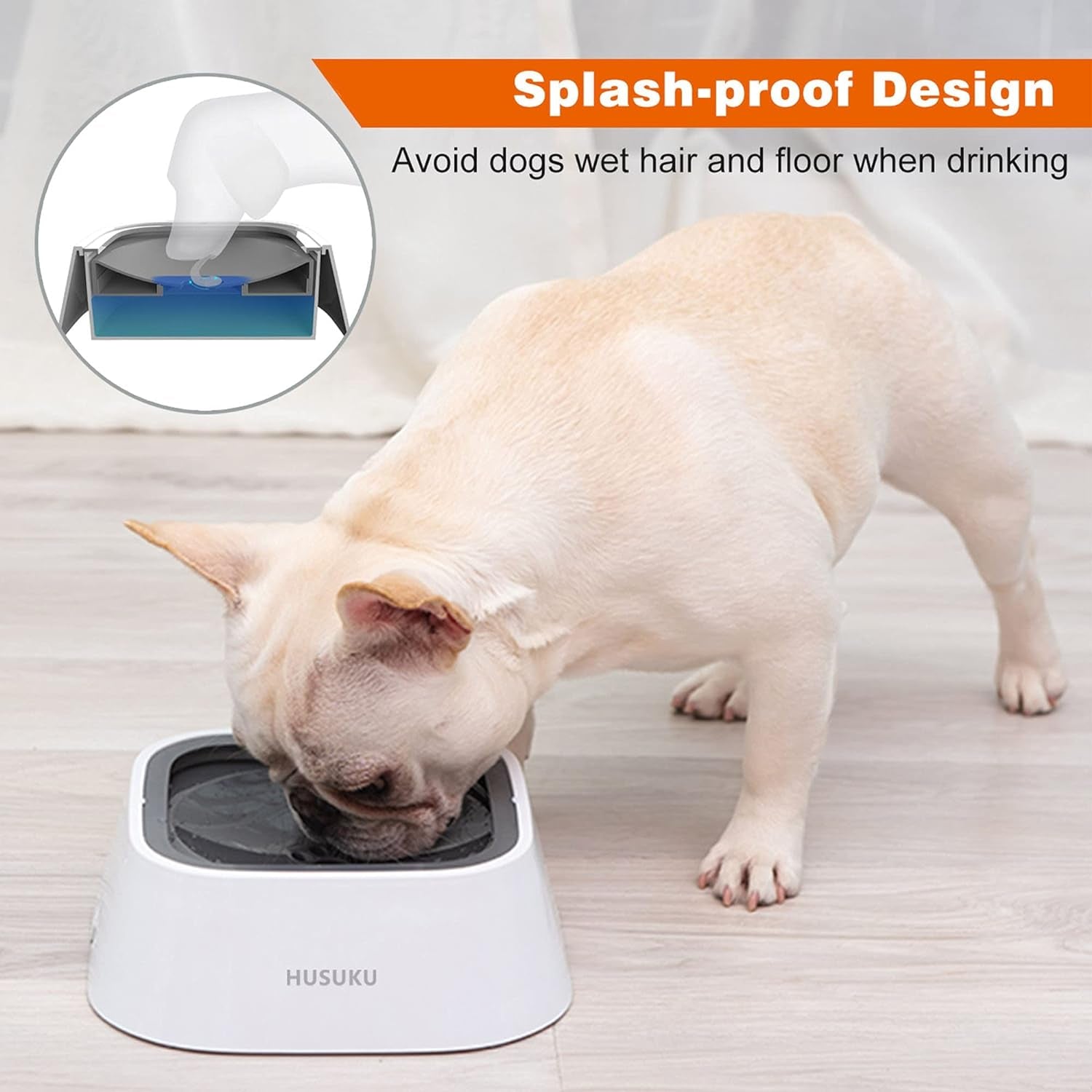 Dog Bowl Dog Water Bowl Pet Water Bowl Slow Water Feeder Dog Bowl No-Slip Pet Water Dispenser 35Oz Feeder Bowl